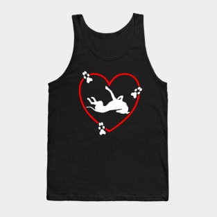 Roaching White Greyhound Red Love Heart Paw Prints Tank Top